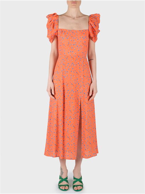 Floral Crêpe Long Dress with Boat Neckline MAR DE MARGARITAS | MMABW01168TMFI0025AR13